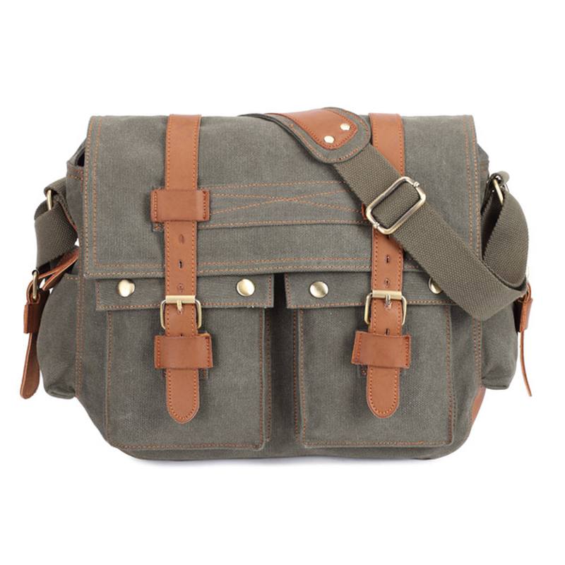 Miesten Canvas Microfibric Leather Rento Outdoor Messenger -olkalaukku