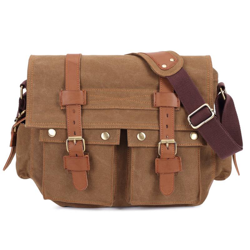 Miesten Canvas Microfibric Leather Rento Outdoor Messenger -olkalaukku