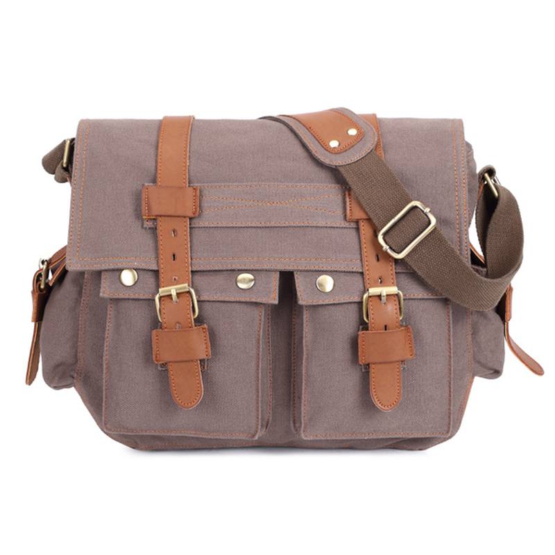 Miesten Canvas Microfibric Leather Rento Outdoor Messenger -olkalaukku