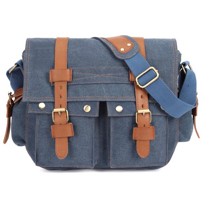 Miesten Canvas Microfibric Leather Rento Outdoor Messenger -olkalaukku