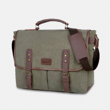 Miesten Canvas Multi-pocket Kulumisenkestävä Vintage Business Messenger Bag Kannettava Tietokone Laukku Crossbody Bag Käsilaukku