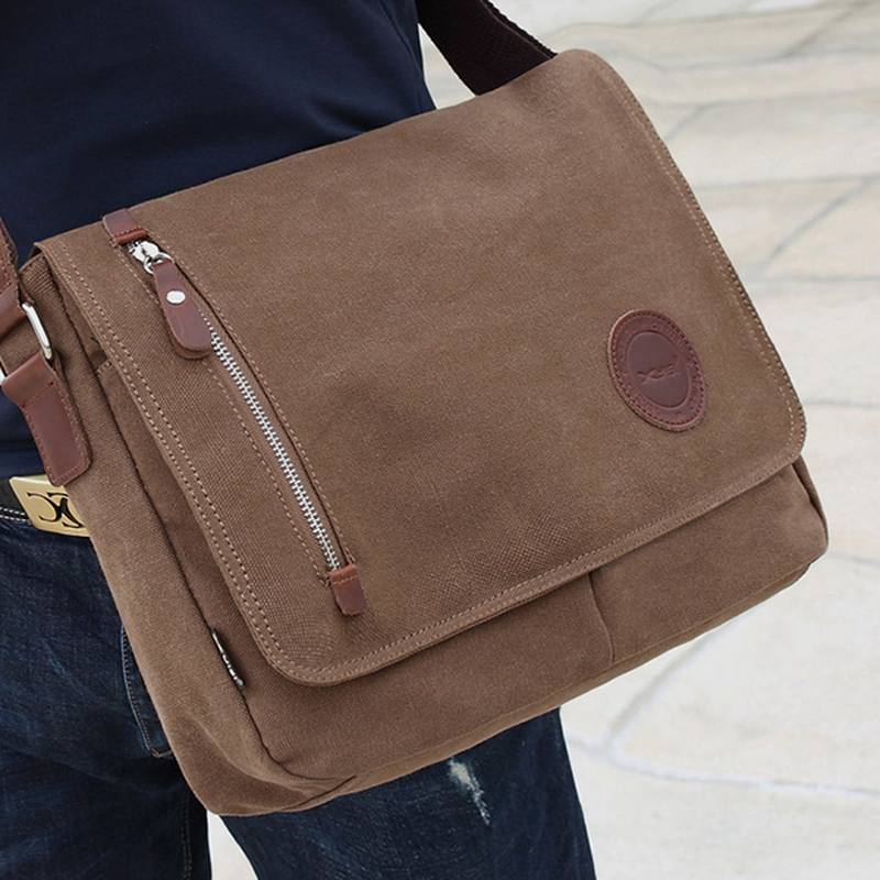 Miesten Canvas-olkalaukku Rento Messenger Bag Retro Kannettavan Tietokoneen Laukku