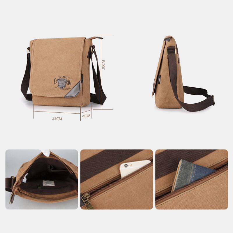 Miesten Canvas Retro Suuren Kapasiteetin Olkalaukku Crossbody Laukku