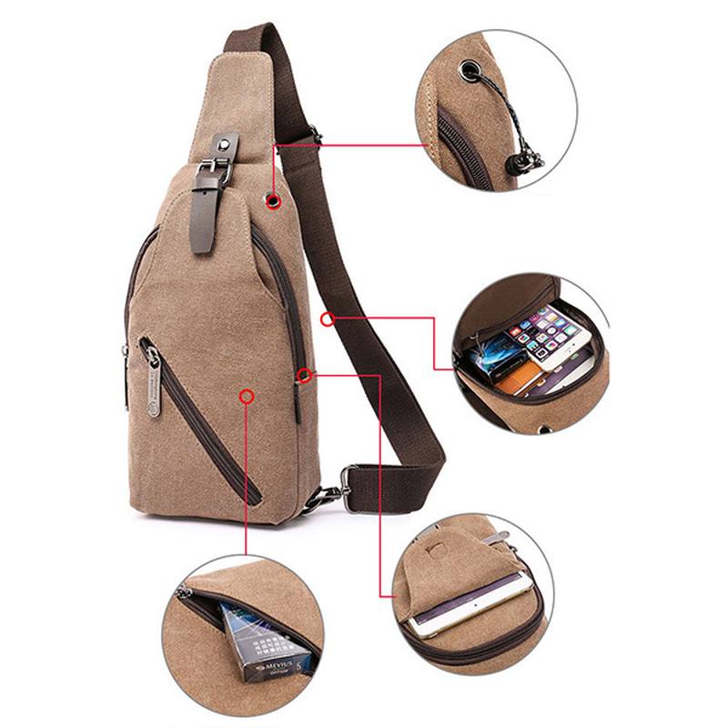 Miesten Canvas Sling Bag Outdoor Sport Rento Rintapakkaus Crossbody Swagger Bag