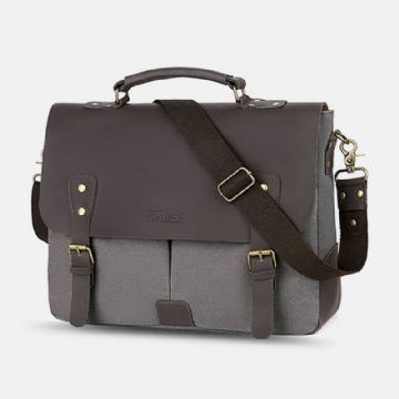 Miesten Canvas Suuri Kapasiteetti Kansi Vetoketju Vintage Business Messenger Bag Kannettava Tietokone Laukku Crossbody Bag Käsilaukku