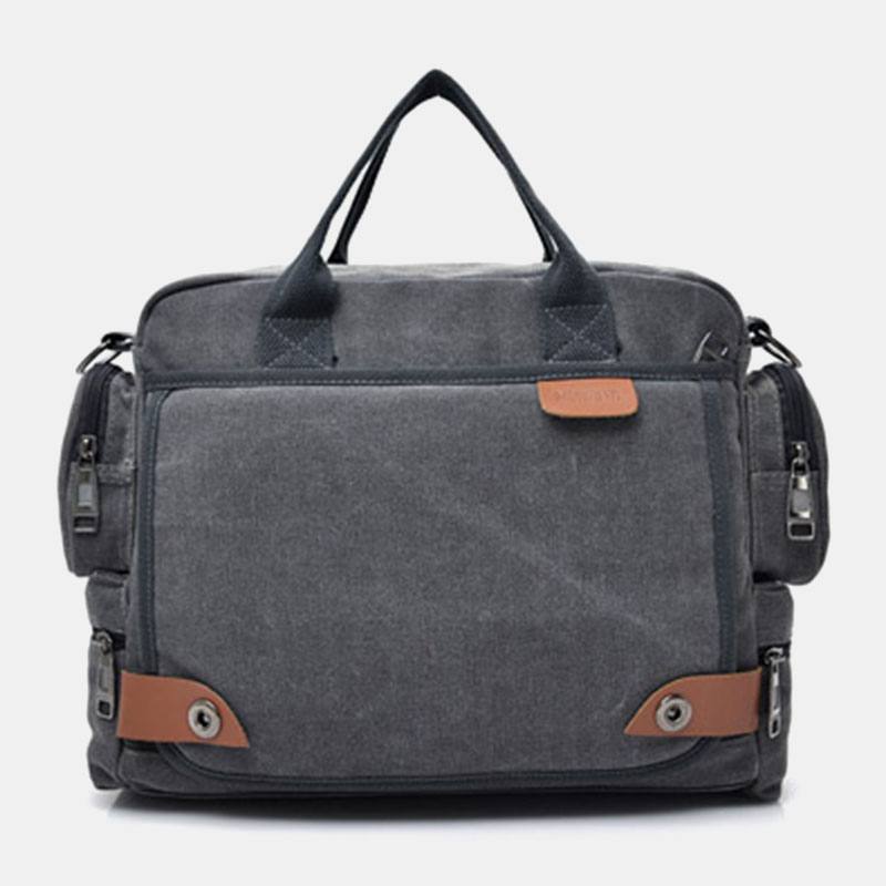 Miesten Canvas Suuri Tilavuus Multi-pocket Rento 13.3 Tuuman Kannettavan Tietokoneen Laukku Crossbody Laukut Olkalaukun Salkku