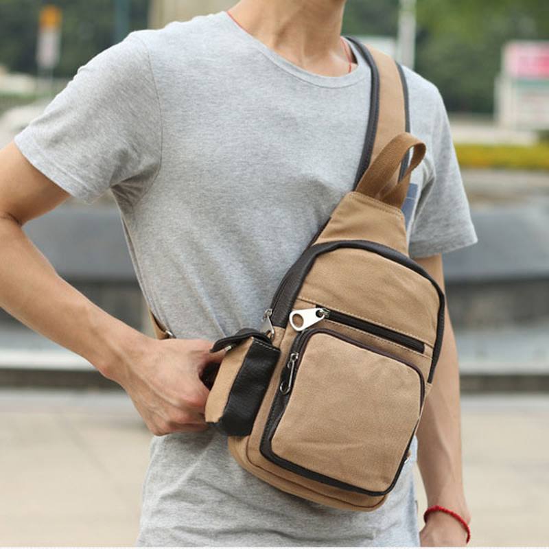 Miesten Canvas Travel Waist Bag Outdoor Sport Crossbody Laukku