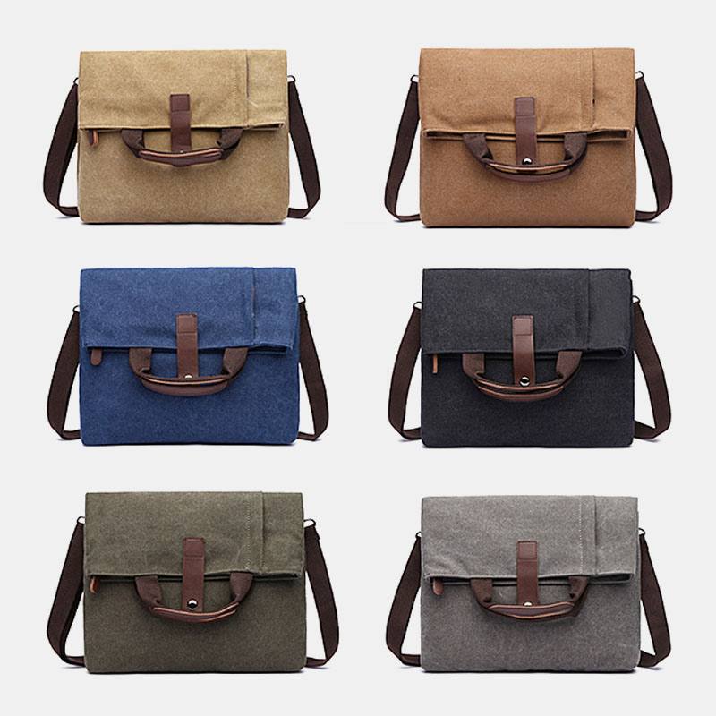 Miesten Canvas Varkaudenesto Vedenkestävä Vintage Messenger Bag Olkalaukku Crossbody Bag Käsilaukku