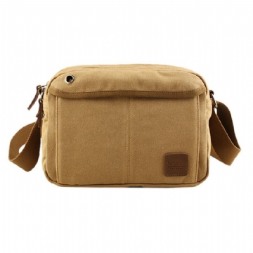 Miesten Canvas Vintage Leisure Crossbody -laukku Kiinteä Vaakasuuntainen Olkalaukku Viikonloppulaukku