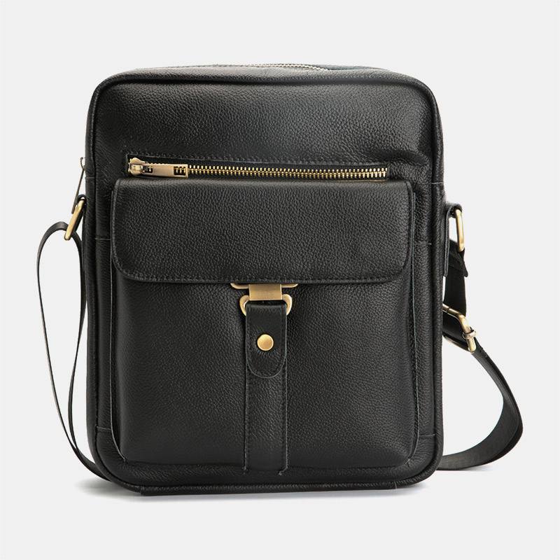 Miesten Ensimmäisen Kerroksen Lehmännahkainen Suuri Tilavuus Crossbody-laukut Vintage-kulumisenkestävä Selkävarkaudenesto Tasku Olkalaukku