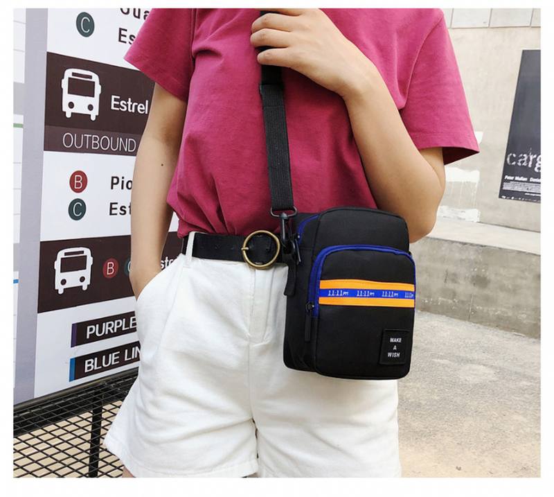 Miesten Ja Naisten Crossbody Bag Color Block Vetoketjukassit Vedenpitävä Matkalle