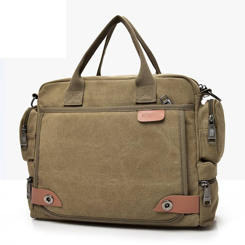 Miesten Laadukas Canvas Rento Business Suuren Kapasiteetin Toimiva Käsilaukku Crossbody Bag