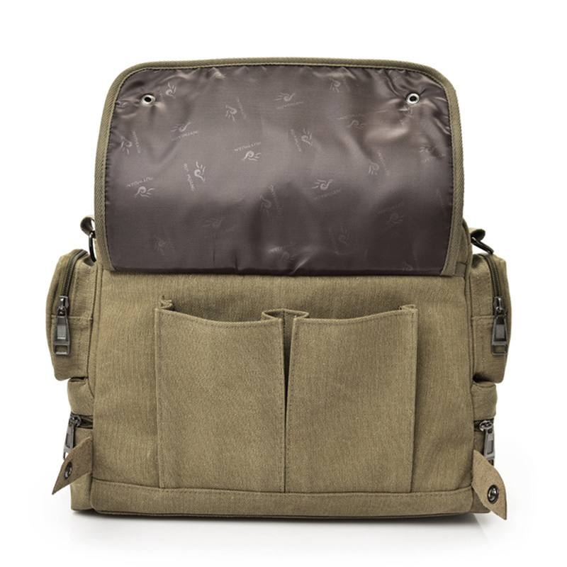 Miesten Laadukas Canvas Rento Business Suuren Kapasiteetin Toimiva Käsilaukku Crossbody Bag