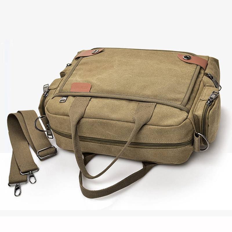 Miesten Laadukas Canvas Rento Business Suuren Kapasiteetin Toimiva Käsilaukku Crossbody Bag