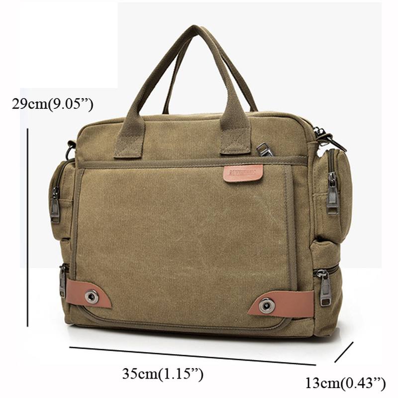 Miesten Laadukas Canvas Rento Business Suuren Kapasiteetin Toimiva Käsilaukku Crossbody Bag