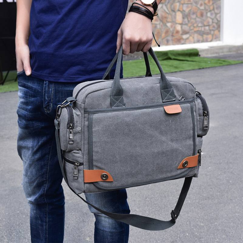 Miesten Laadukas Canvas Rento Business Suuren Kapasiteetin Toimiva Käsilaukku Crossbody Bag