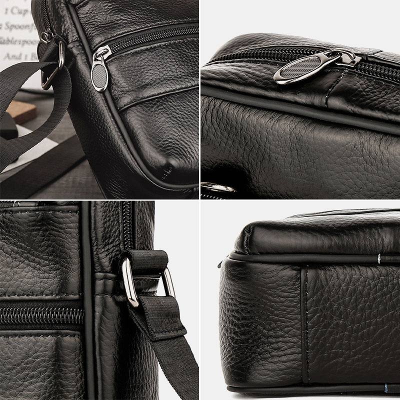 Miesten Monitaskuinen Varkaudenesto Ensimmäinen Kerros Lehmännahkainen Crossbody Laukut Retro Suuri Kapasiteetti Kevyt 6.5 Tuuman Phne Bag Messenger Bag Käsilaukku