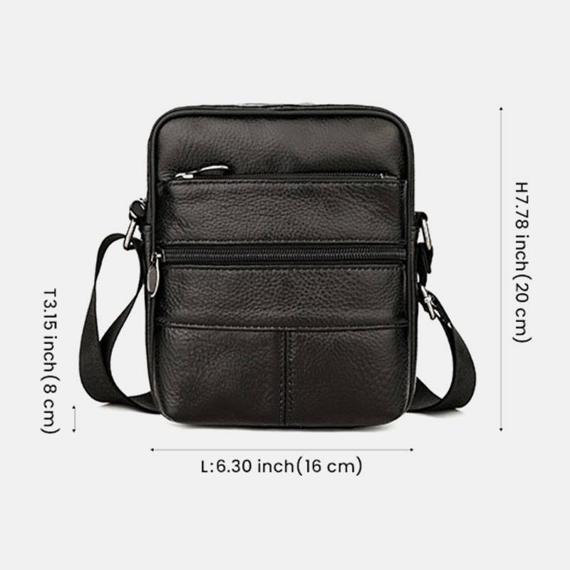 Miesten Monitaskuinen Varkaudenesto Ensimmäinen Kerros Lehmännahkainen Crossbody Laukut Retro Suuri Kapasiteetti Kevyt 6.5 Tuuman Phne Bag Messenger Bag Käsilaukku