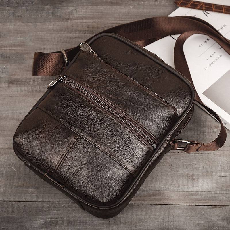 Miesten Monitaskuinen Varkaudenesto Ensimmäinen Kerros Lehmännahkainen Crossbody Laukut Retro Suuri Kapasiteetti Kevyt 6.5 Tuuman Phne Bag Messenger Bag Käsilaukku