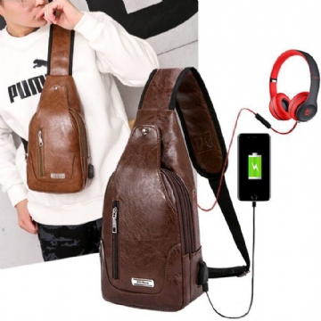 Miesten Monitoiminen Usb Crossbody Laukku Rintalaukku Olkalaukku Business Outdoor