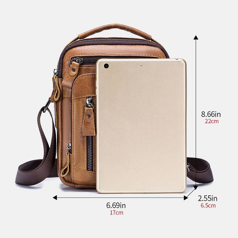 Miesten Multi-pocket Aitoa Nahkaa Crossbody Laukut Takana Varkaudenesto Pocket Design Kulutusta Kestävä Suuri Kapasiteetti Messenger Bag Käsilaukku