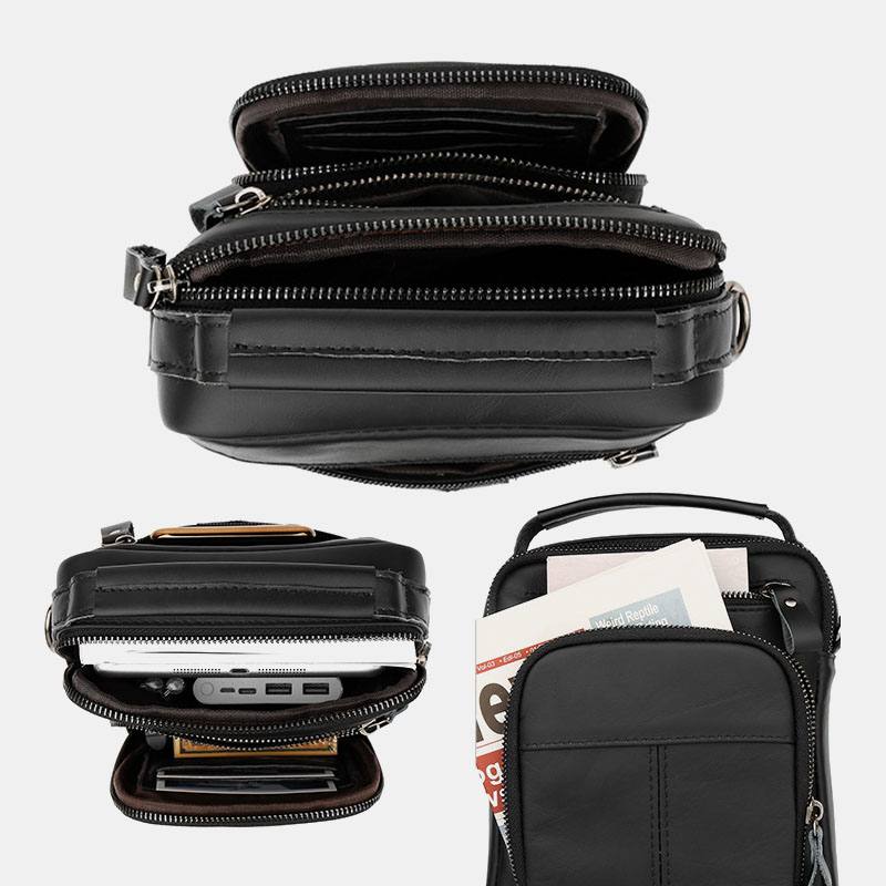 Miesten Multi-pocket Retro 6.5 Tuuman Puhelinlaukku Vyötärölaukku Takana Varkaudenesto Tasku Design Crossbody Laukut Vyölaukku