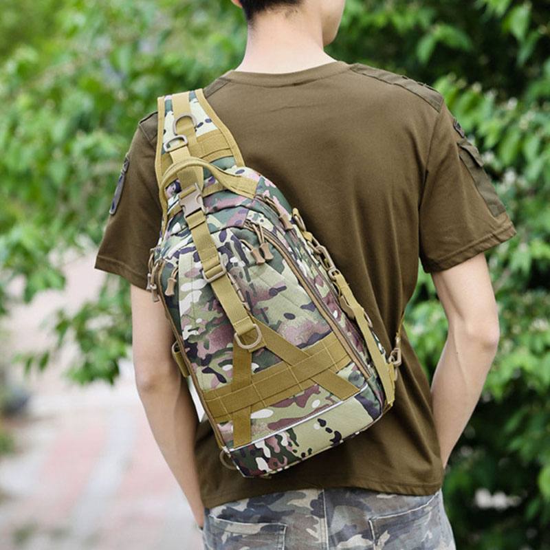 Miesten Oxford Camo Monitoiminen Vedenpitävä Ulkourheilu Ratsastus Taktinen Olkalaukku Crossbody Bag Rintalaukku