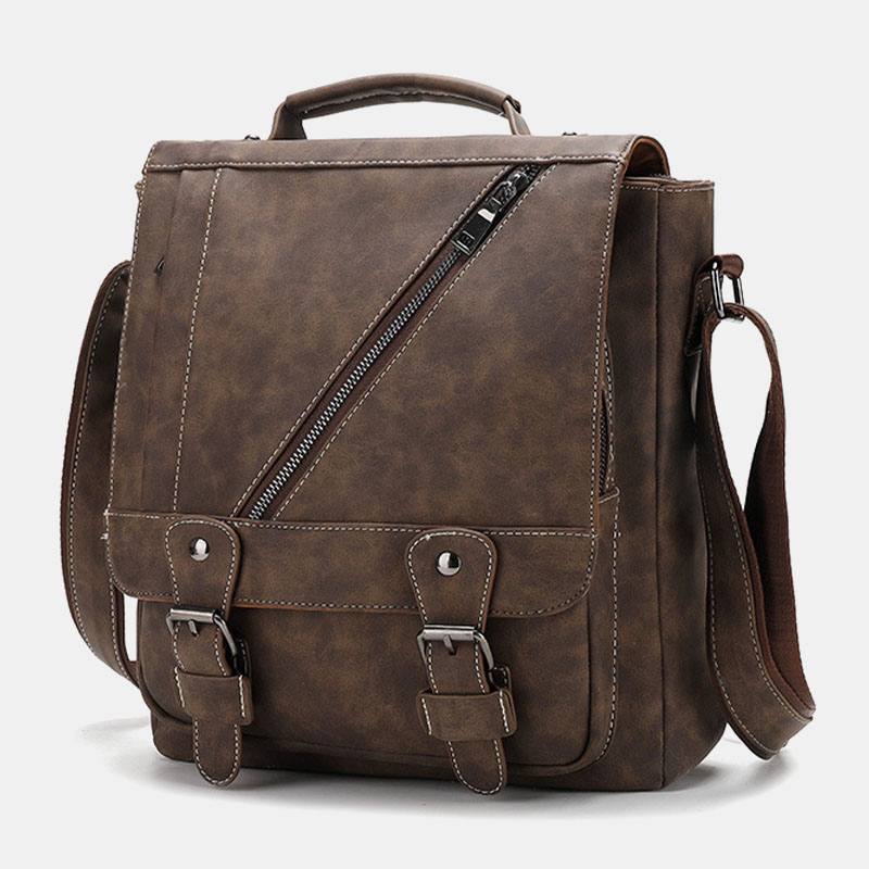 Miesten Pu-nahka Suuri Tilavuus Vintage Rento Vedenpitävä Hengittävä Crossbody Laukut Olkalaukut Käsilaukku