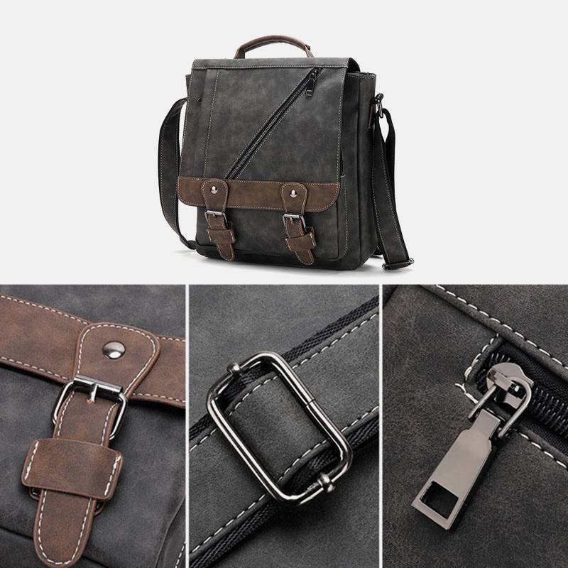 Miesten Pu-nahka Suuri Tilavuus Vintage Rento Vedenpitävä Hengittävä Crossbody Laukut Olkalaukut Käsilaukku