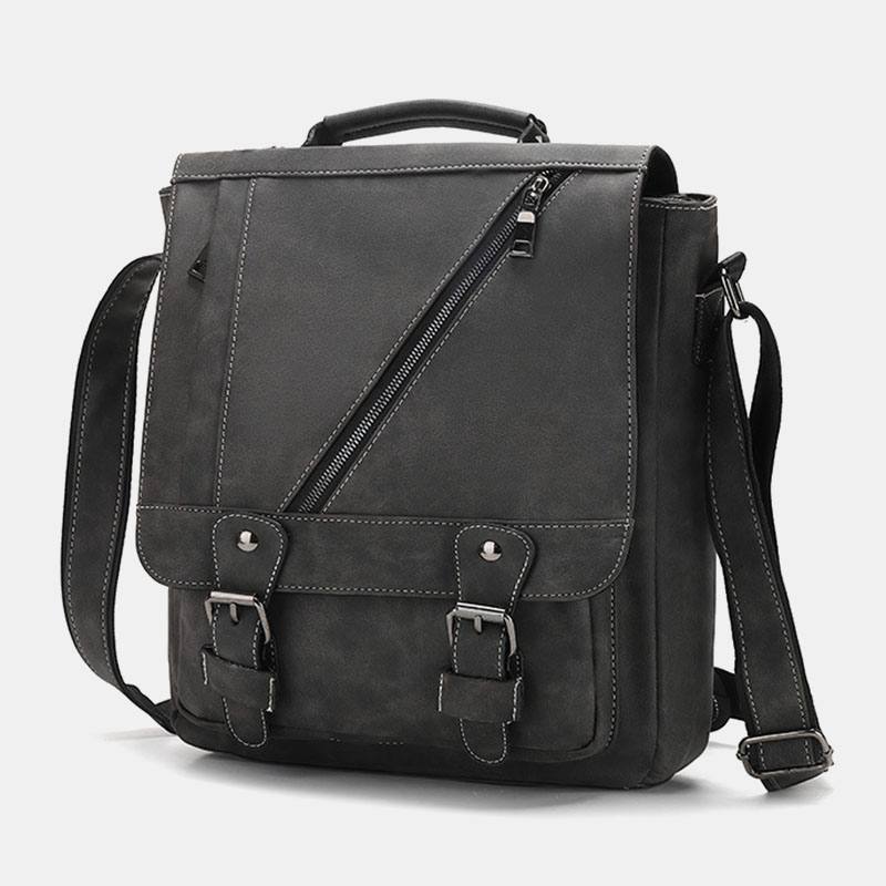 Miesten Pu-nahka Suuri Tilavuus Vintage Rento Vedenpitävä Hengittävä Crossbody Laukut Olkalaukut Käsilaukku