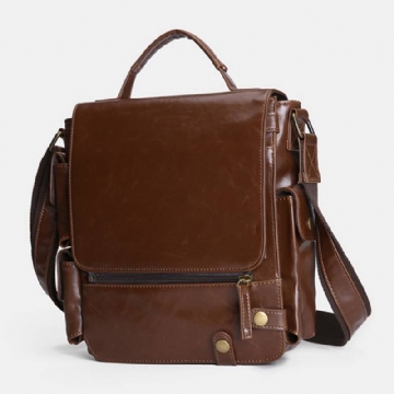 Miesten Pu-nahka Vintage Business Monitoimi Monitoimikorttipaikat Monitaskut Crossbody Laukku Olkalaukku