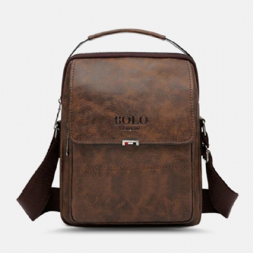 Miesten Pu-nahka Vintage Texture Suuri Kapasiteetti Vetoketju Decor Crossbody Laukku Olkalaukku Käsilaukku