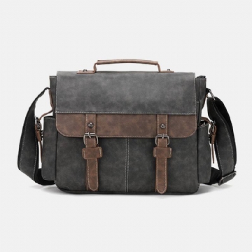 Miesten Pu-nahkainen Läppä Suuri Tilavuus Crossbody Laukut Rento Muoti Multi-pocket Messenger Bag Käsilaukku Olkalaukku