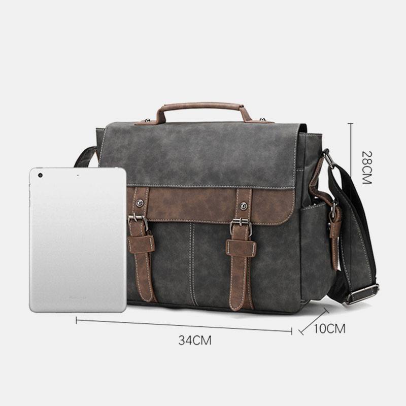 Miesten Pu-nahkainen Läppä Suuri Tilavuus Crossbody Laukut Rento Muoti Multi-pocket Messenger Bag Käsilaukku Olkalaukku