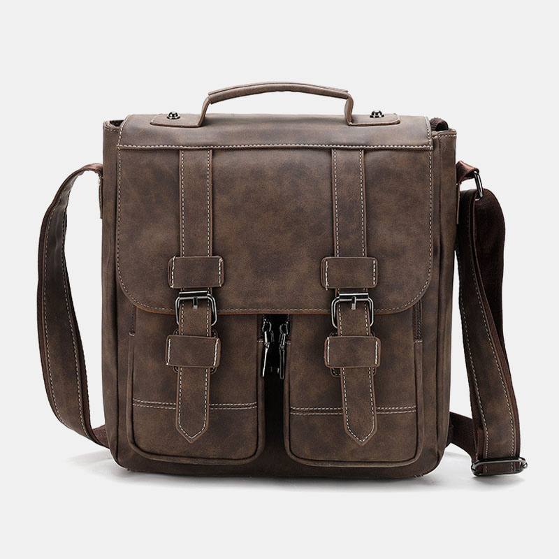 Miesten Pu-nahkainen Monitasku Vintage Rento Vedenpitävä Hengittävä Crossbody Laukut Olkalaukut