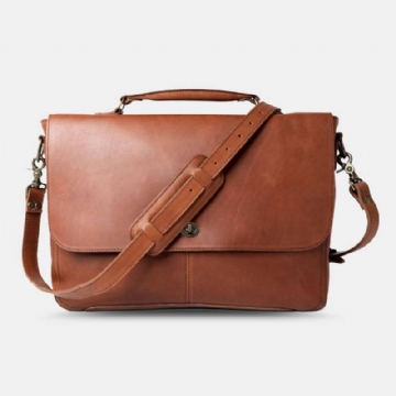 Miesten Pu-nahkainen Monitoiminen Vintage 15.6 Tuuman Kannettavan Tietokoneen Varkaudenesto Salkku Messenger Bag Crossbody Laukku