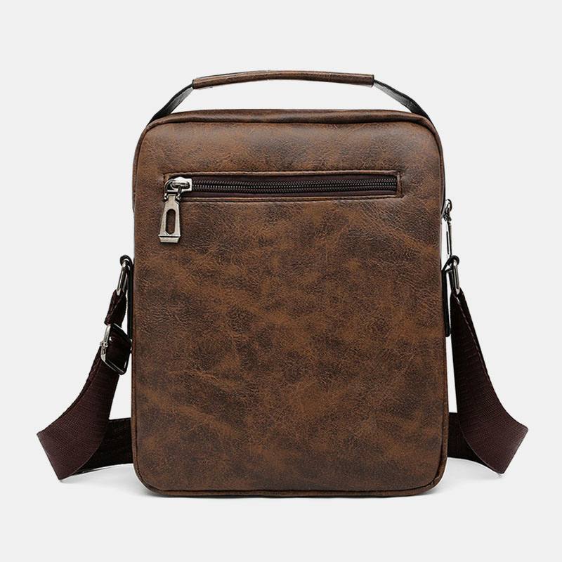 Miesten Rakenne Vetoketju Decor Crossbody Laukku Pu-nahkainen Vintage Multi-pocket Olkalaukku Käsilaukku