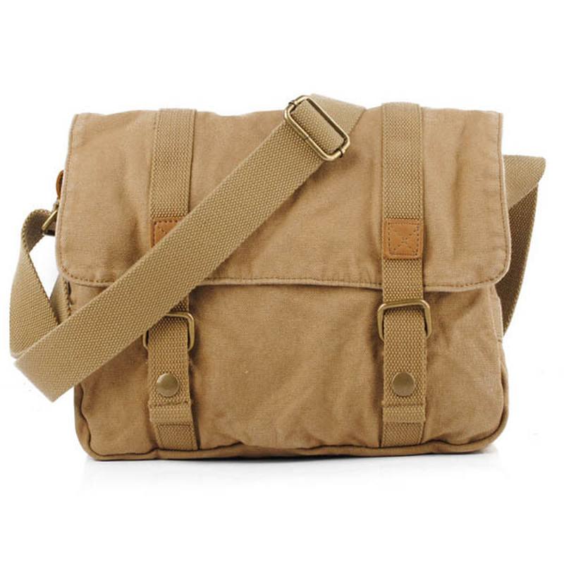 Miesten Rento Canvas Lehmännahkainen Iso Crossbody Olkalaukku