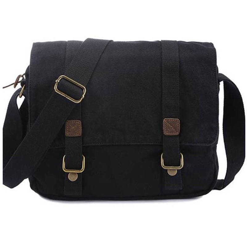 Miesten Rento Canvas Lehmännahkainen Iso Crossbody Olkalaukku