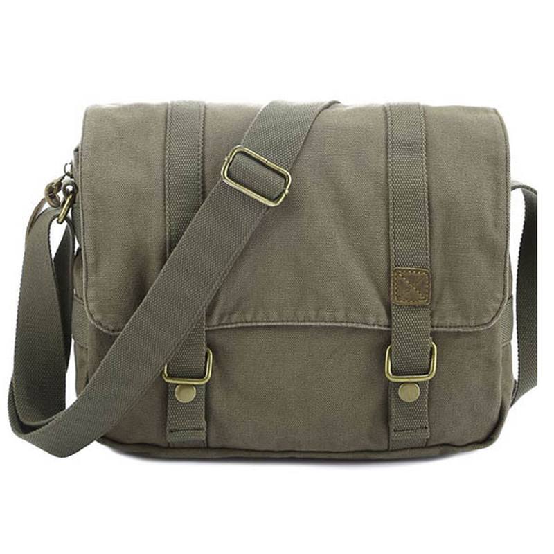 Miesten Rento Canvas Lehmännahkainen Iso Crossbody Olkalaukku