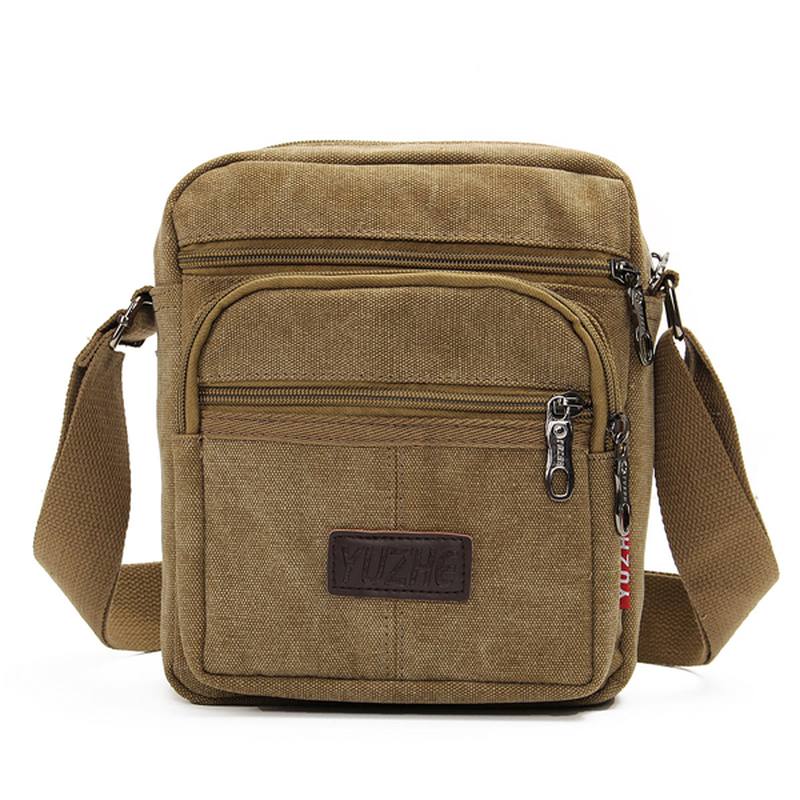 Miesten Rento Retro Canvas Olkalaukut Multi Pocket Crossbody Laukut