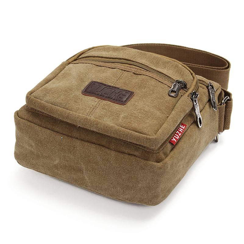 Miesten Rento Retro Canvas Olkalaukut Multi Pocket Crossbody Laukut