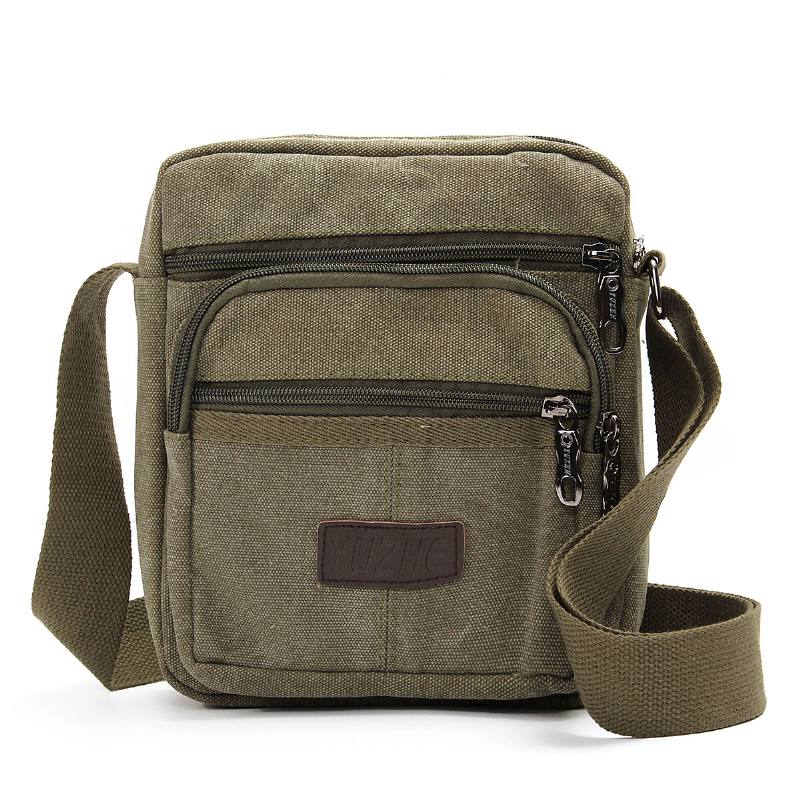 Miesten Rento Retro Canvas Olkalaukut Multi Pocket Crossbody Laukut