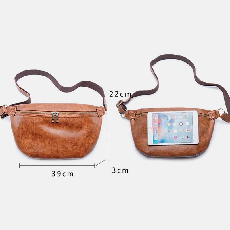 Miesten Suuri Tilavuus Vedenpitävä Crossbody Laukku Pu-nahkainen Varkaudenesto Rento Vyötärölaukku Rintalaukku Olkalaukku