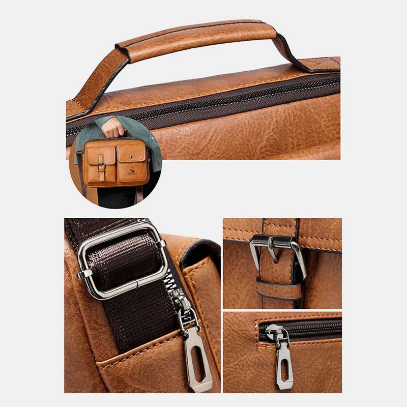 Miesten Vaakasuora Suuri Kapasiteetti Pu-nahkainen Crossbody Laukut Vedenpitävä Kulutusta Kestävä Messenger Bag Olkalaukku Käsilaukku