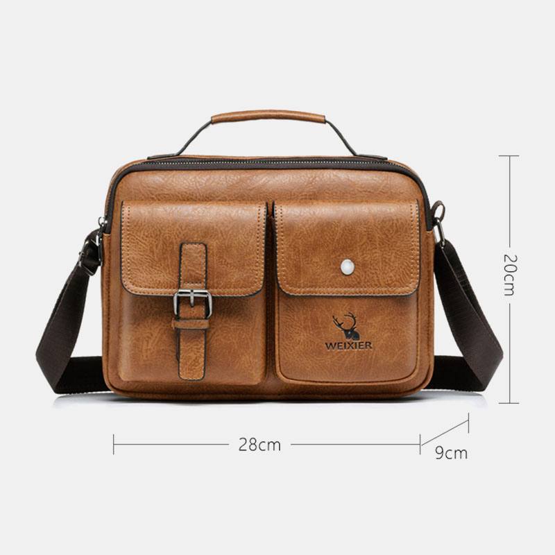 Miesten Vaakasuora Suuri Kapasiteetti Pu-nahkainen Crossbody Laukut Vedenpitävä Kulutusta Kestävä Messenger Bag Olkalaukku Käsilaukku