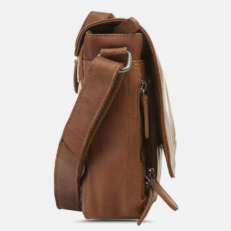 Miesten Vedenpitävä Monikerroksinen Vetoketjullinen Crossbody Laukku Keinonahkainen Pehmeä Messenger Bag Varkaudenestolaukku