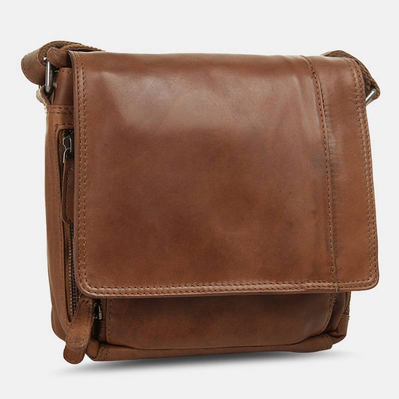 Miesten Vedenpitävä Monikerroksinen Vetoketjullinen Crossbody Laukku Keinonahkainen Pehmeä Messenger Bag Varkaudenestolaukku