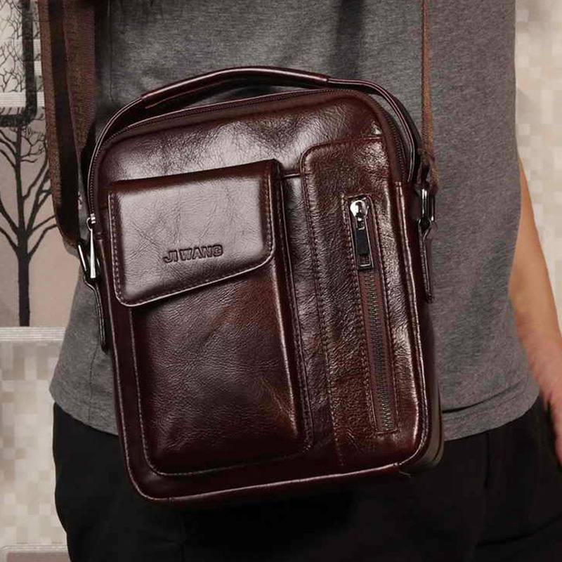 Miesten Vintage Aitoa Nahkaa Oleva Crossbody Laukku Olkalaukku Business Laukku