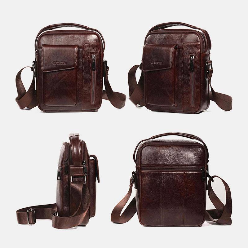 Miesten Vintage Aitoa Nahkaa Oleva Crossbody Laukku Olkalaukku Business Laukku